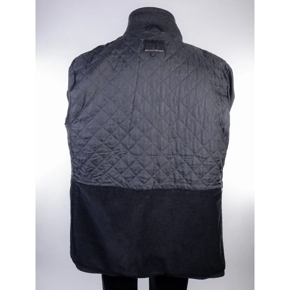 Banana Republic Coat PeaCoat Mens L Large Charcoal Gray Mario Bellucci Wool
